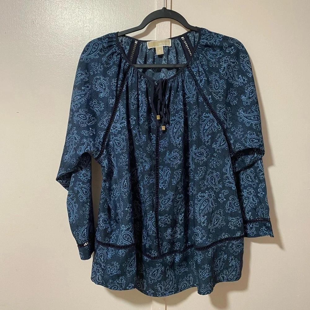 Michael kors Women's Blue Paisley Top